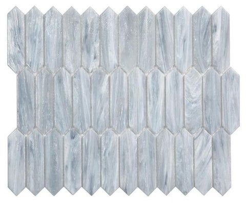 Arrow Grey Elongated Hexagon Glass Mosaic Tile