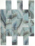 2 x 6 Aesthetic Onyx Ocean Subway Brick Glass Mosaic Wall Tile