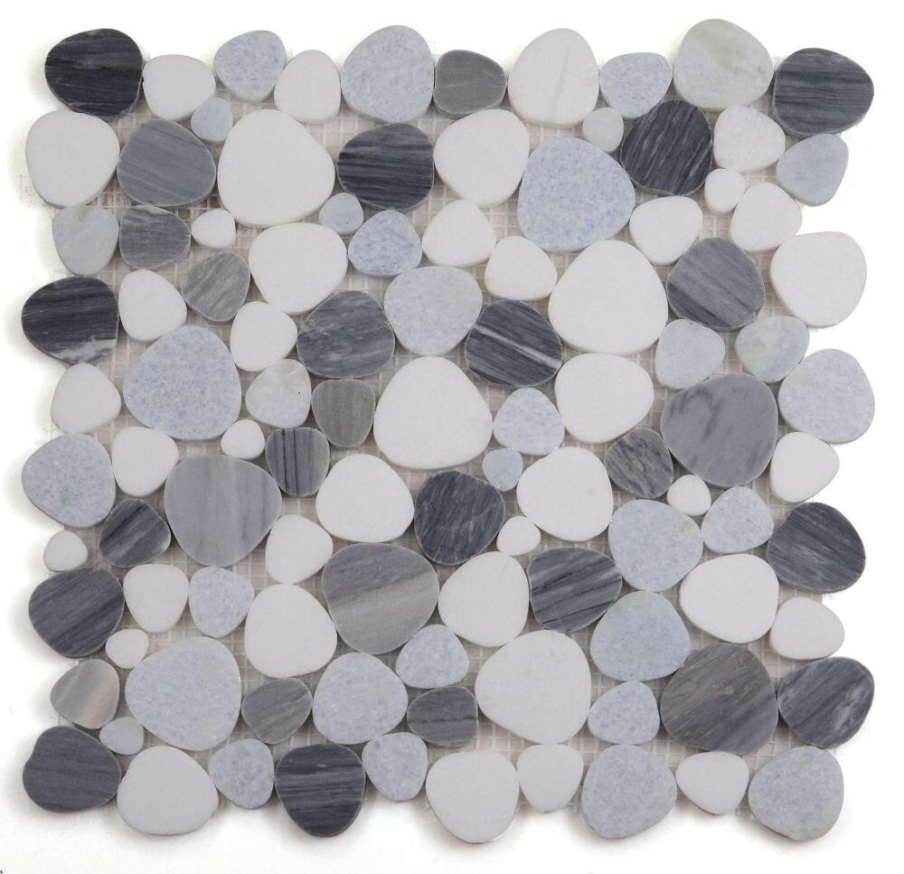 Athena Brigid Deep Ocean Polished Pebble Marble Mosaic Tile-Marble Mosaic-American Tile Depot