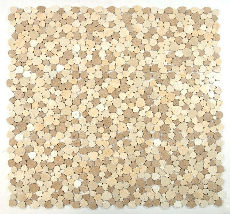 Athena Brigid Mix Brown Polished Pebble Marble Mosaic Tile-Marble Mosaic-American Tile Depot