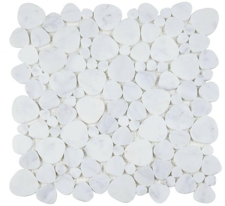 Athena Minerva Carrara Polished Pebble Marble Mosaic Tile-Marble Mosaic-American Tile Depot