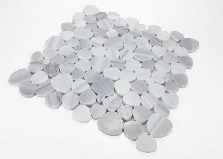 Athena Minerva Marmala White Honed Pebble Marble Mosaic Tile-Marble Mosaic-American Tile Depot