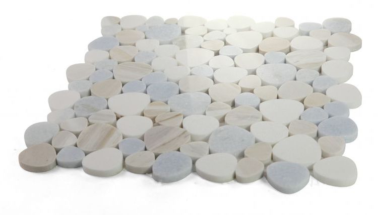 Athena Minerva Sky Polished Pebble Marble Mosaic Tile-Marble Mosaic-American Tile Depot