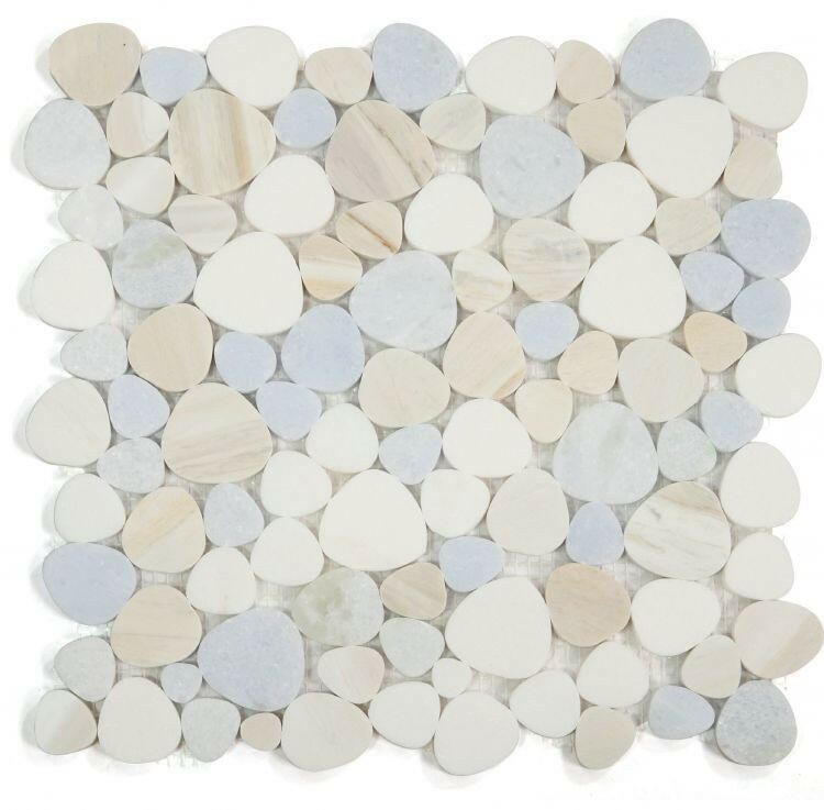 Athena Minerva Sky Polished Pebble Marble Mosaic Tile-Marble Mosaic-American Tile Depot