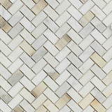 Calacatta Gold Marble Honed Mini Herringbone Mosaic Tile