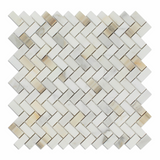 Calacatta Gold Marble Honed Mini Herringbone Mosaic Tile