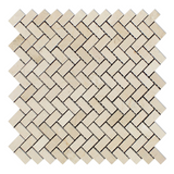 Crema Marfil Marble Honed Mini Herringbone Mosaic Tile