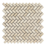 Crema Marfil Marble Polished Mini Herringbone Mosaic Tile