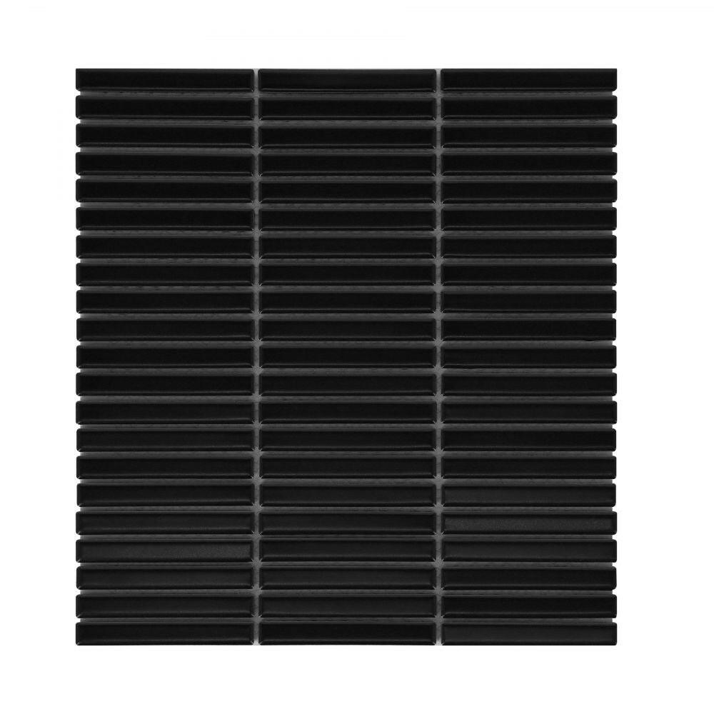 Band Black Matte Linear Porcelain Mosaic Tile-Porcelain Mosaic-American Tile Depot