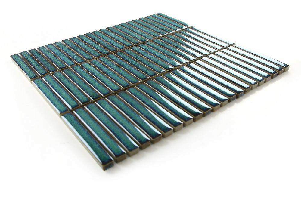 Band Turquoise Glossy Linear Porcelain Mosaic Tile-Porcelain Mosaic-American Tile Depot