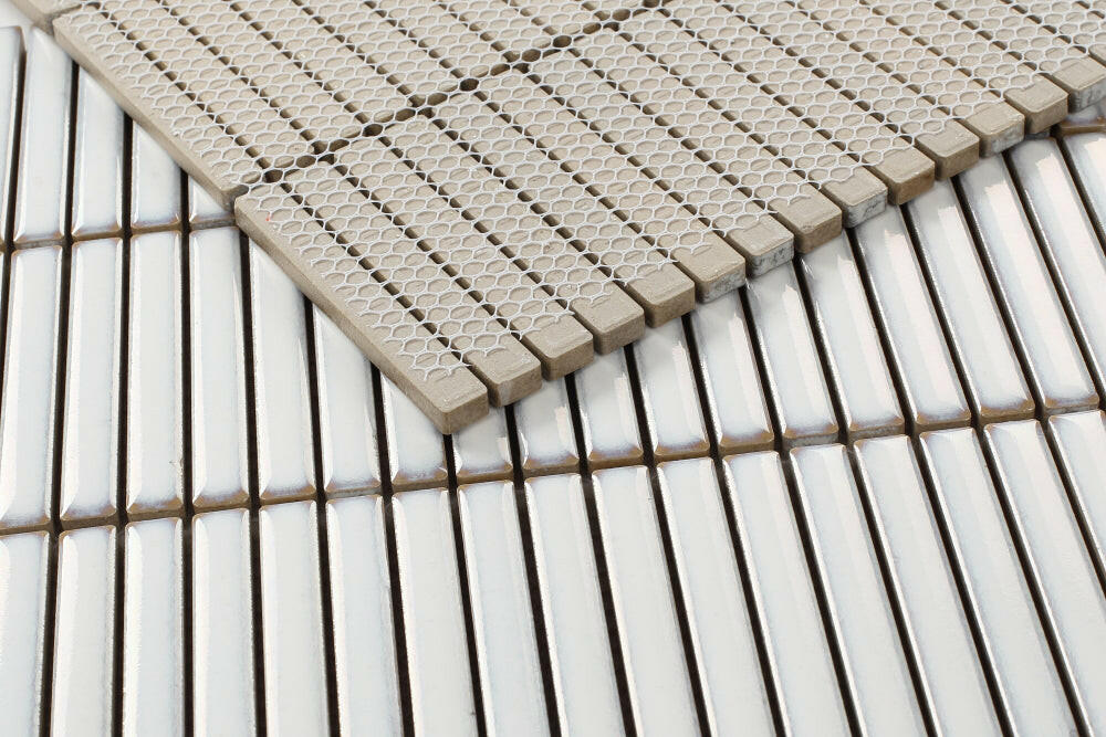 Band White Glossy Linear Porcelain Mosaic Tile-Porcelain Mosaic-American Tile Depot