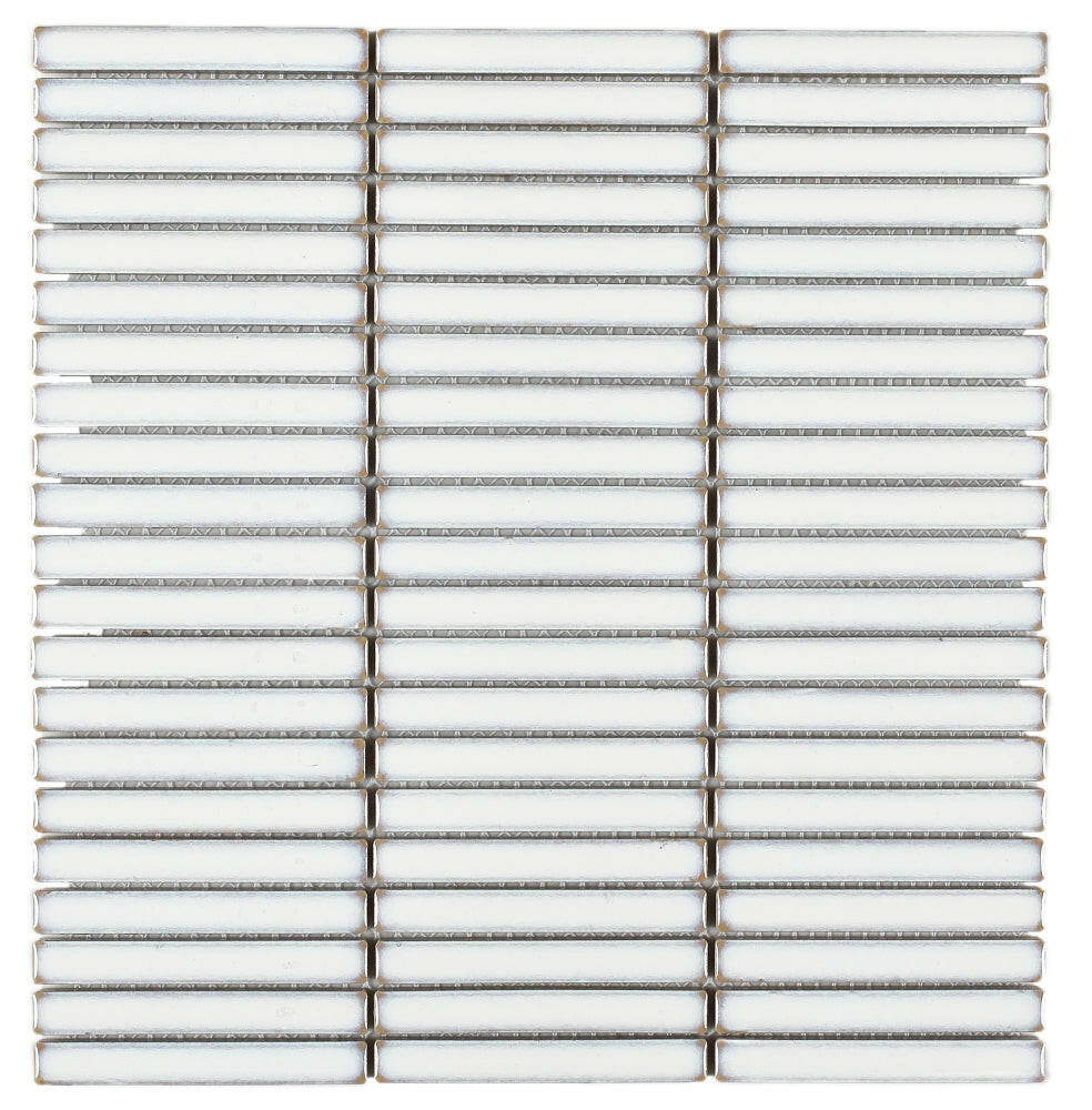 Band White Glossy Linear Porcelain Mosaic Tile-Porcelain Mosaic-American Tile Depot