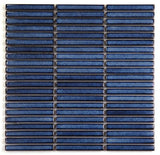 Sample of Band Blue Glossy Linear Porcelain Mosaic Tile-Sample-American Tile Depot