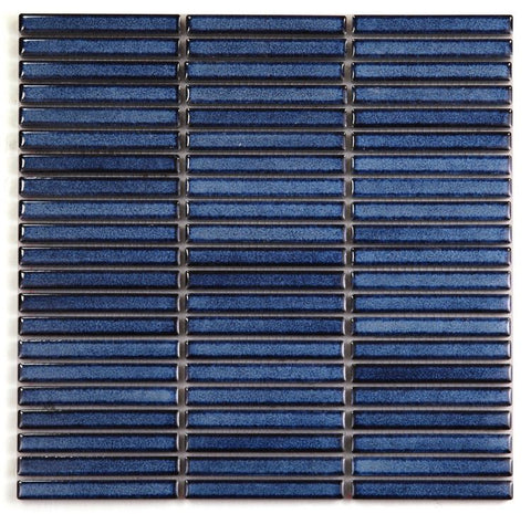 Sample of Band Blue Glossy Linear Porcelain Mosaic Tile-Sample-American Tile Depot