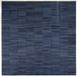 Band Blue Glossy Linear Porcelain Mosaic Tile