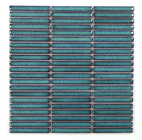 Band Turquoise Glossy Linear Porcelain Mosaic Tile