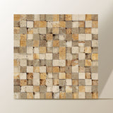 1 X 1 Mixed Travertine HI-LOW Split-Faced Mosaic Tile