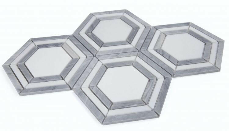 Beehive Nancy Blue Polished Hexagon Marble Mosaic Tile-Marble Mosaic-American Tile Depot