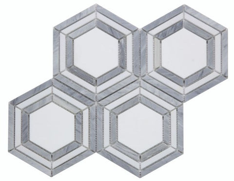 Beehive Nancy Blue Polished Hexagon Marble Mosaic Tile
