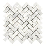 Bianco Congelato Dolomite Leathered 1 x 2 Herringbone Mosaic Tile-Marble Mosaic-American Tile Depot