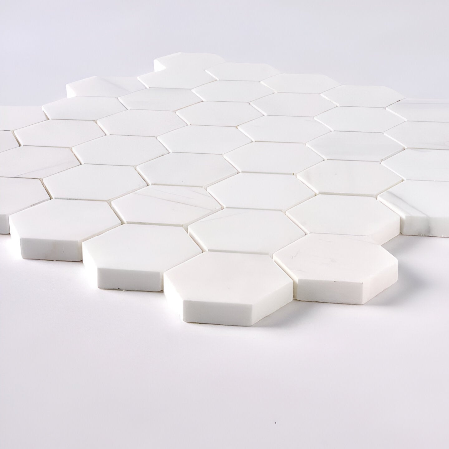 Bianco Dolomite Honed 2" Hexagon Marble Mosaic Tile-Marble Mosaic-American Tile Depot