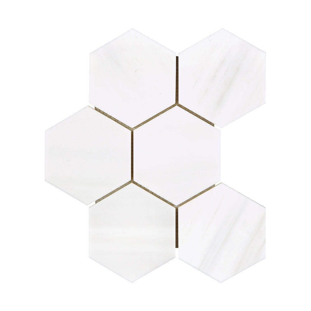 Bianco Dolomite Honed 4" Hexagon Marble Mosaic Tile-Marble Mosaic-American Tile Depot