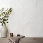 Bianco Dolomite Honed Large Chevron Marble Mosaic Tile-Marble Mosaic-American Tile Depot