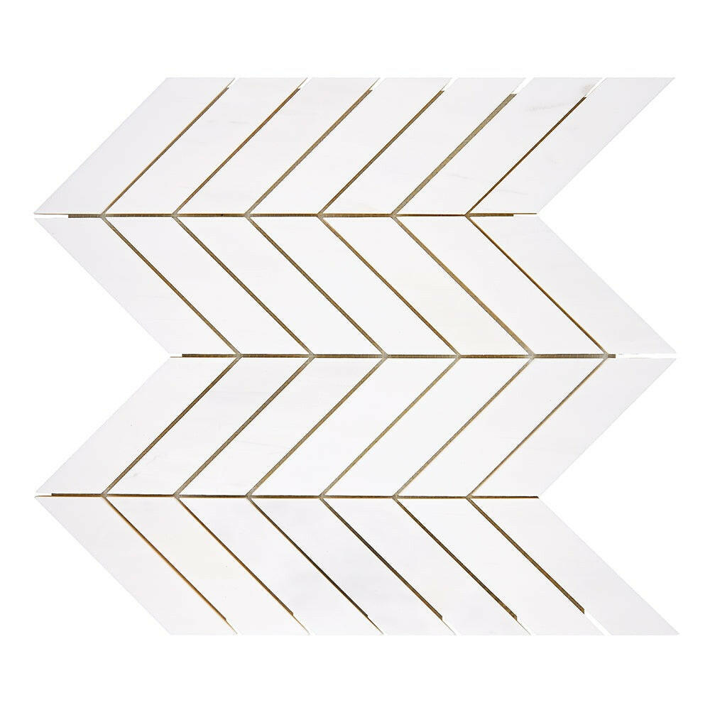 Bianco Dolomite Honed Large Chevron Marble Mosaic Tile-Marble Mosaic-American Tile Depot