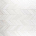 Bianco Dolomite Honed Large Chevron Marble Mosaic Tile-Marble Mosaic-American Tile Depot