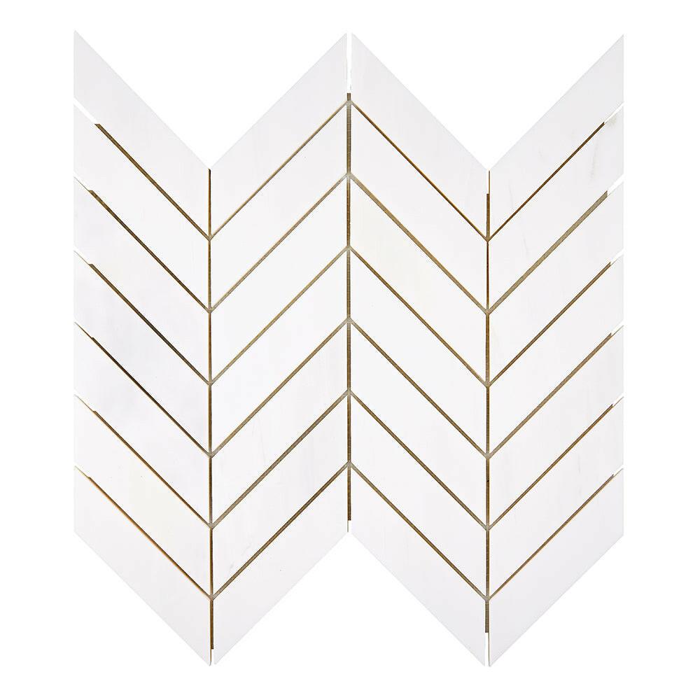 Bianco Dolomite Honed Large Chevron Marble Mosaic Tile-Marble Mosaic-American Tile Depot