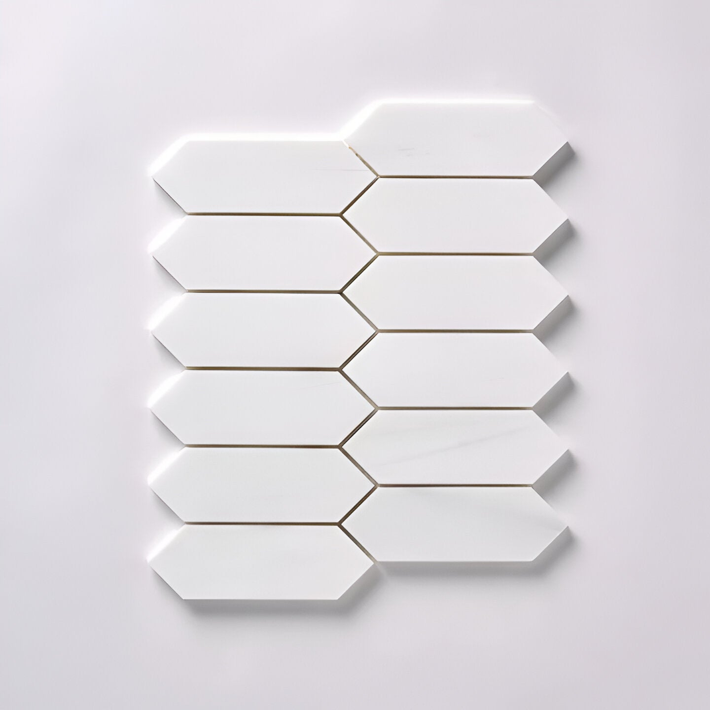 Bianco Dolomite Honed Picket Marble Mosaic Tile-Marble Mosaic-American Tile Depot