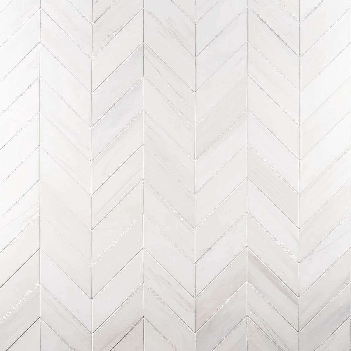 Bianco Dolomite Polished Large Chevron Marble Mosaic Tile-Marble Mosaic-American Tile Depot