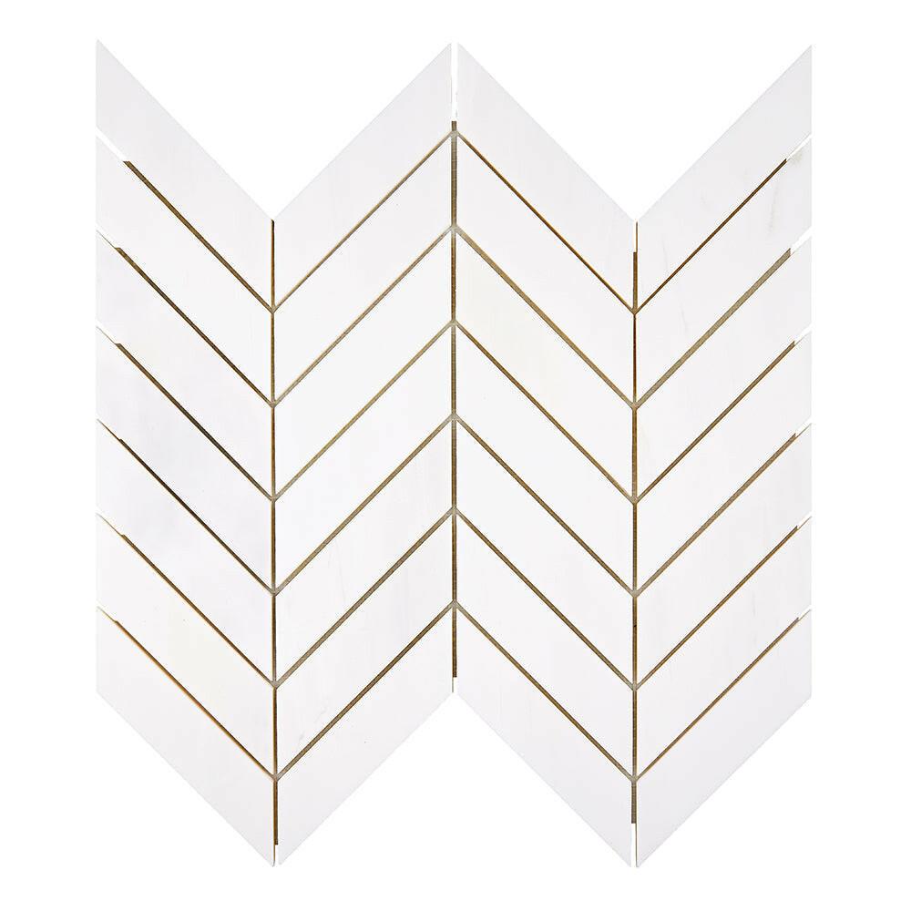 Bianco Dolomite Polished Large Chevron Marble Mosaic Tile-Marble Mosaic-American Tile Depot