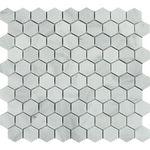 Bianco Venatino (Bianco Mare) Marble Honed 1" Hexagon Mosaic Tile-Marble Mosaic-American Tile Depot