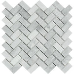 Bianco Venatino (Bianco Mare) Marble Honed 1 x 2 Herringbone Mosaic Tile-Marble Mosaic-American Tile Depot