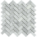 Bianco Venatino (Bianco Mare) Marble Honed 1 x 2 Herringbone Mosaic Tile-Marble Mosaic-American Tile Depot