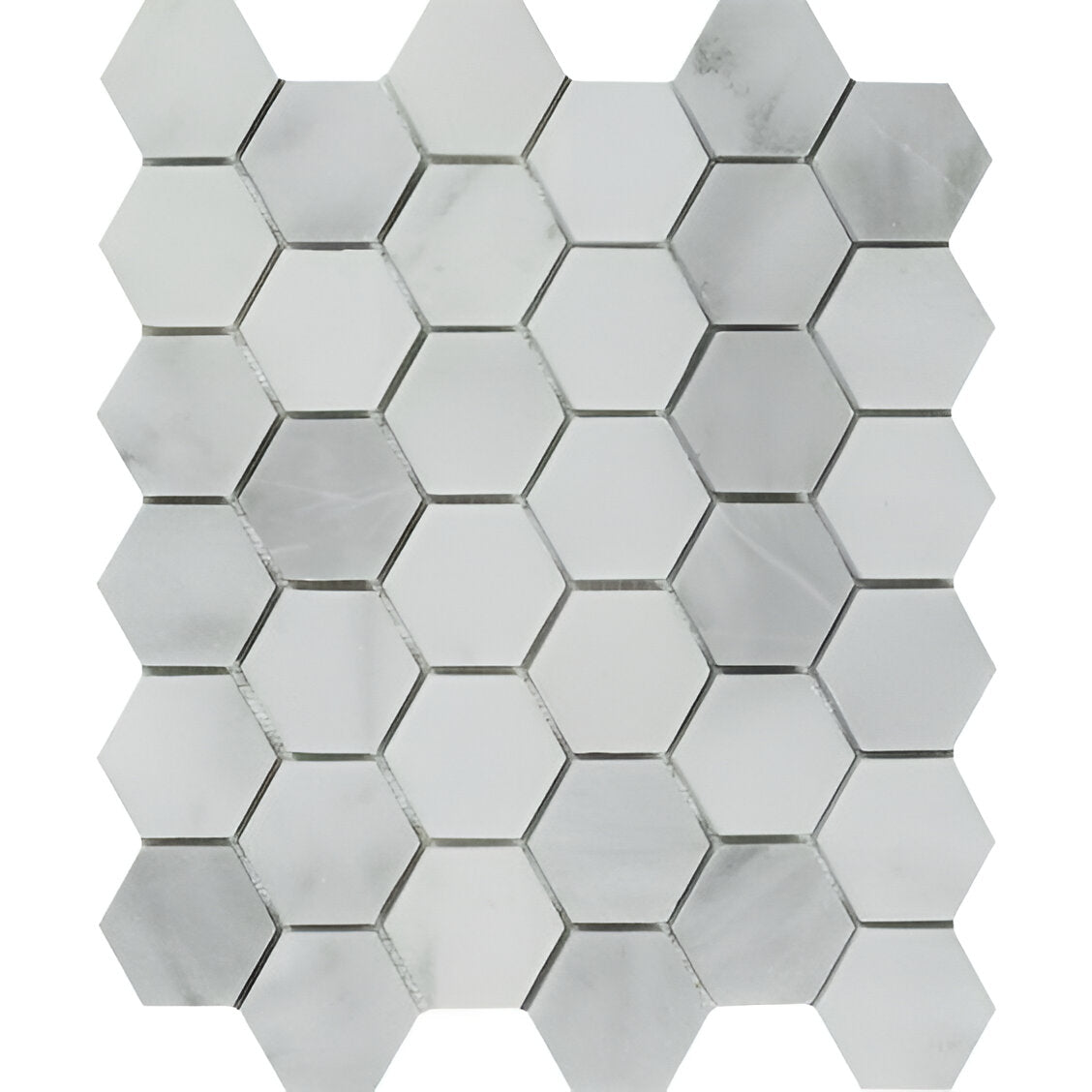 Bianco Venatino (Bianco Mare) Marble Honed 2" Hexagon Mosaic Tile-Marble Mosaic-American Tile Depot