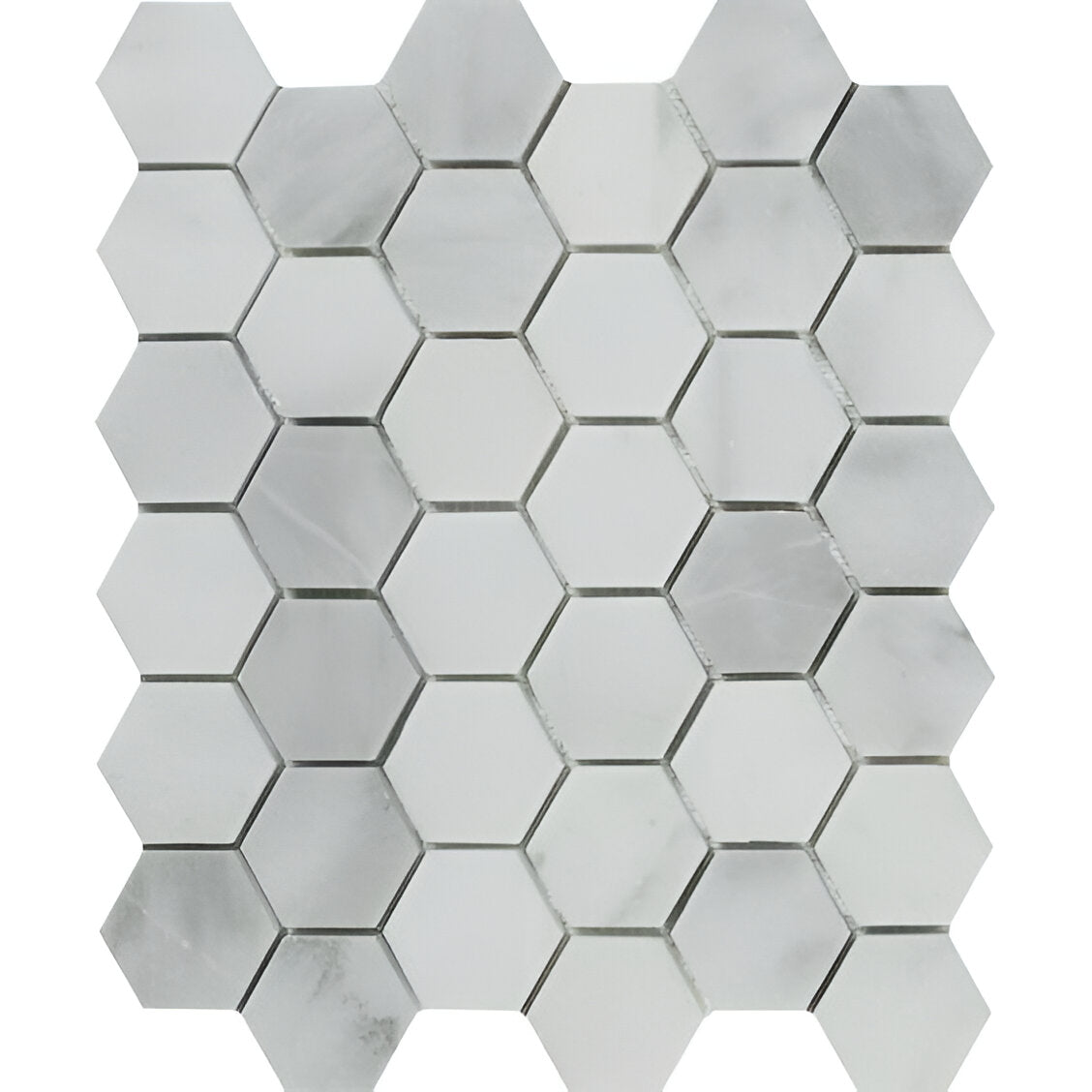 Bianco Venatino (Bianco Mare) Marble Honed 2" Hexagon Mosaic Tile-Marble Mosaic-American Tile Depot