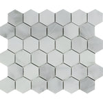 Bianco Venatino (Bianco Mare) Marble Honed 2" Hexagon Mosaic Tile-Marble Mosaic-American Tile Depot