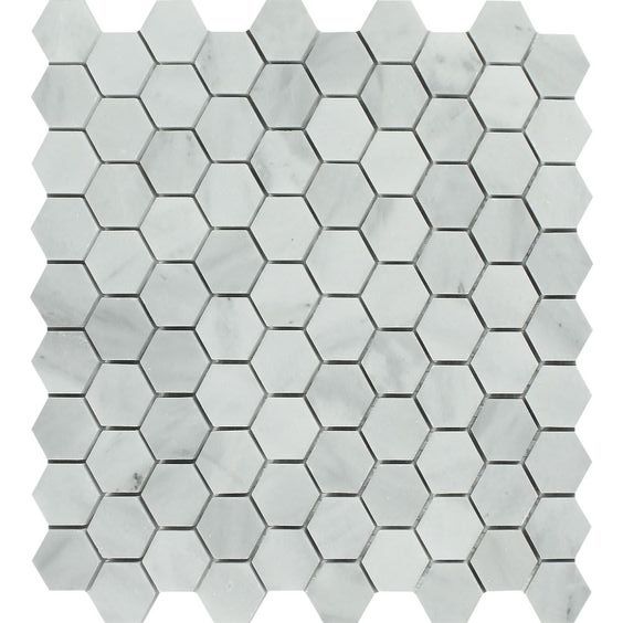 Bianco Venatino (Bianco Mare) Marble Polished 1" Hexagon Mosaic Tile-Marble Mosaic-American Tile Depot