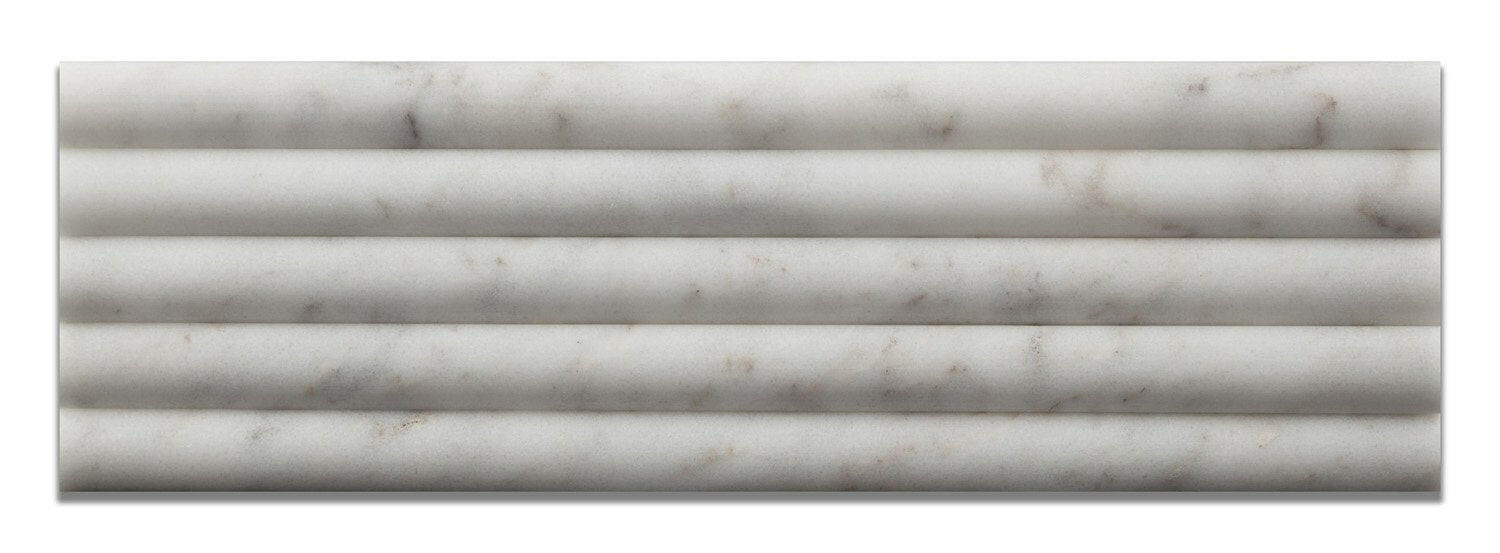 Bianco Venatino (Bianco Mare) Marble Polished 3/4 X 12 Bullnose Liner-Marble Molding/Trim-American Tile Depot