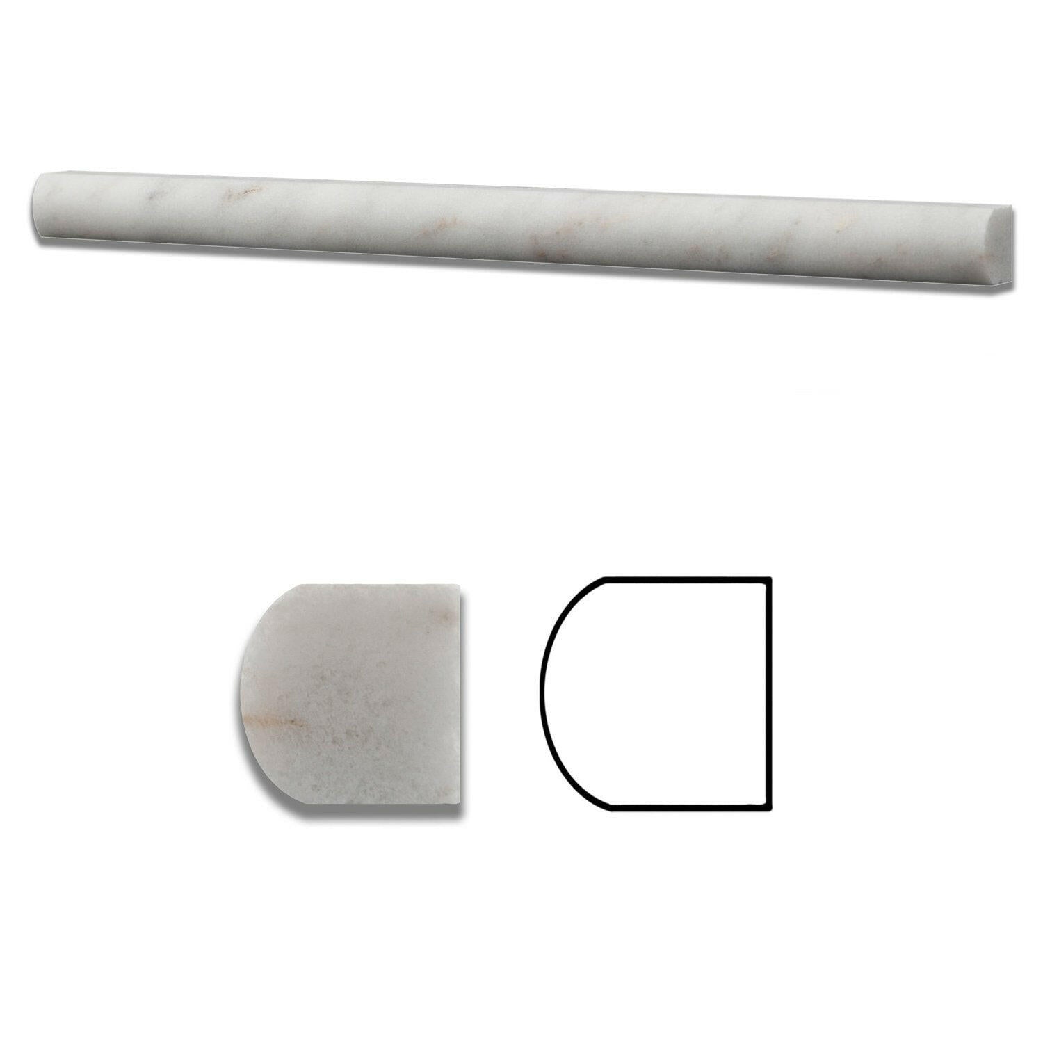 Bianco Venatino (Bianco Mare) Marble Polished 3/4 X 12 Bullnose Liner-Marble Molding/Trim-American Tile Depot