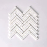 1×4 Bianco Dolomite Polished Herringbone Marble Mosaic Tile