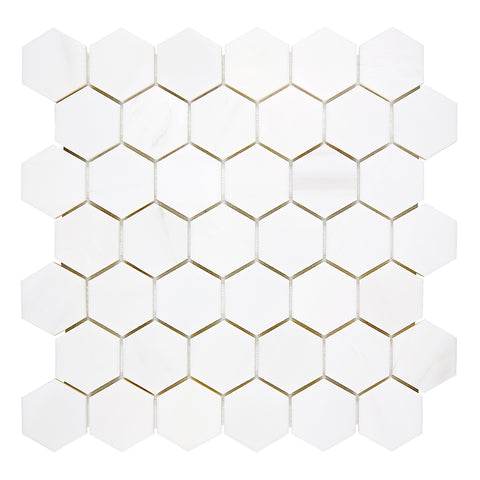 Bianco Dolomite Polished 2" Hexagon Marble Mosaic Tile