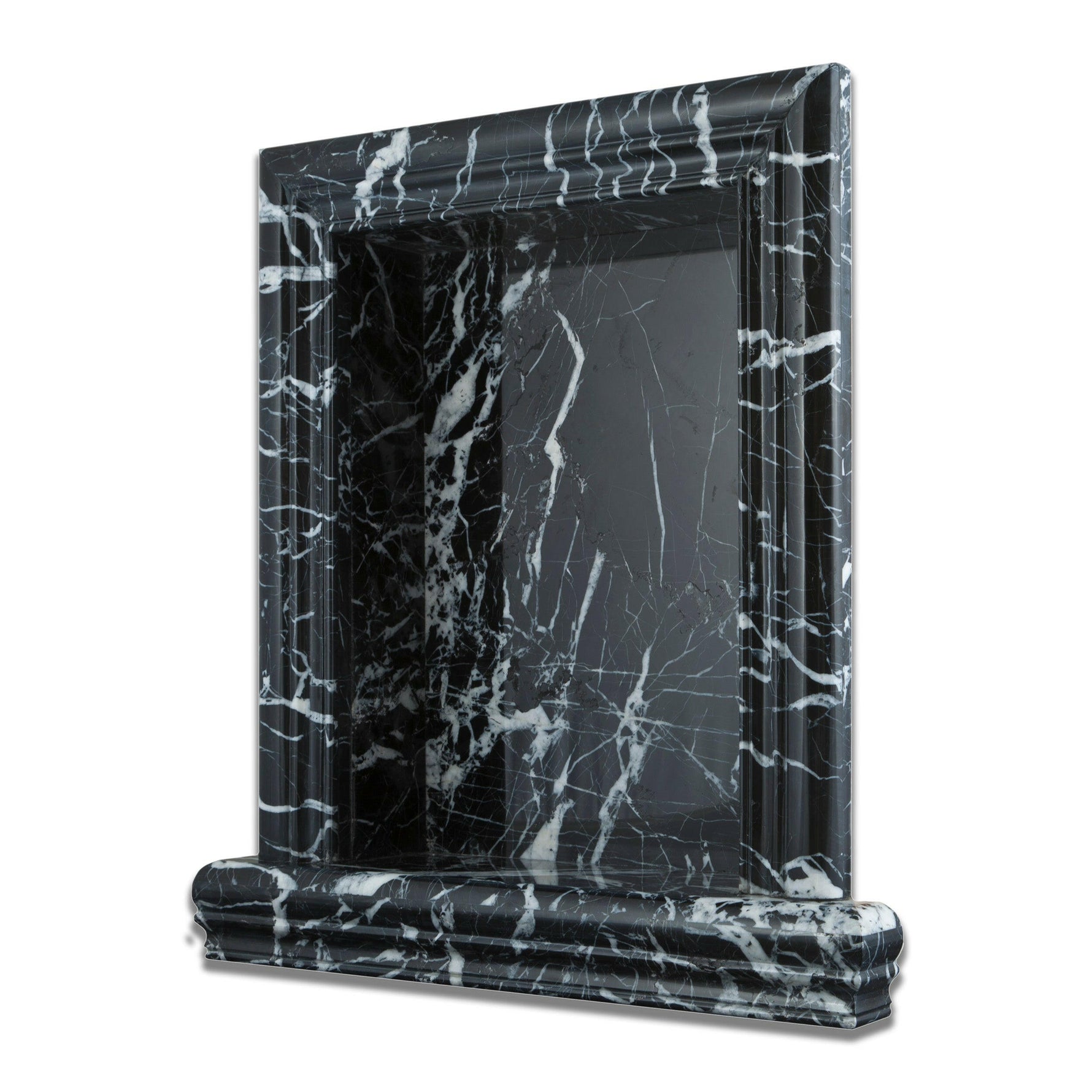 Black Marquina Marble Hand-Made Custom Shampoo Niche / Shelf - LARGE - Polished-Accessories-American Tile Depot