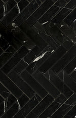 Black Marquina Marble Polished 1.25 x 6 Herringbone Mosaic Tile-Marble Mosaic-American Tile Depot