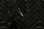 Black Marquina Marble Polished 1.25 x 6 Herringbone Mosaic Tile-Marble Mosaic-American Tile Depot