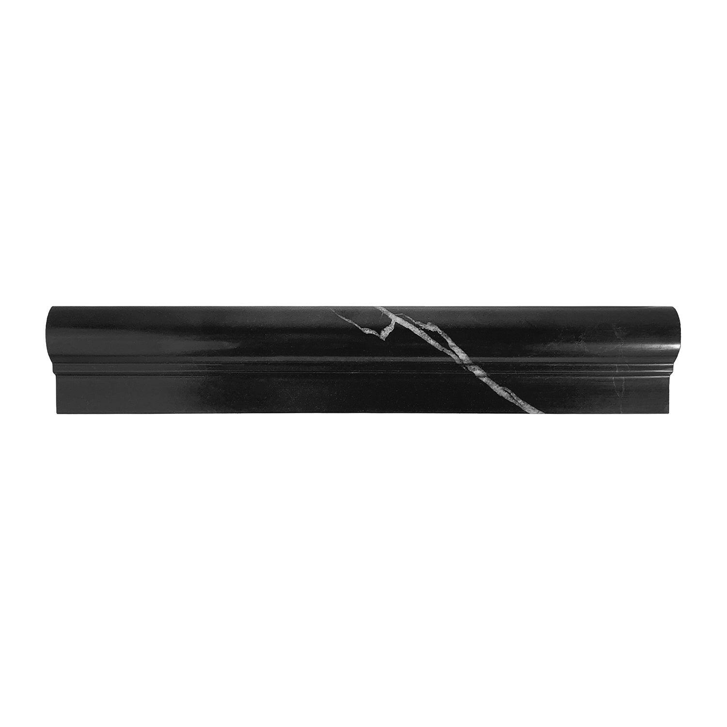 Black Marquina Marble Polished OG-1 Chair Rail Molding Trim-Marble Molding/Trim-American Tile Depot