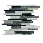 Black & White Random Strip Mix Glass Mosaic Tile-Glass Mosaic-American Tile Depot