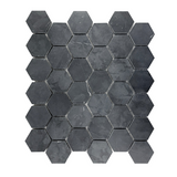 Black Marquina Marble Honed 2" Hexagon Mosaic Tile